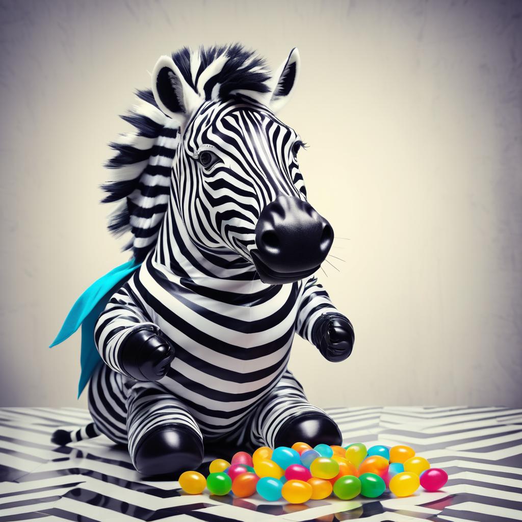 Whimsical Zebra Superhero Snacking Adventure