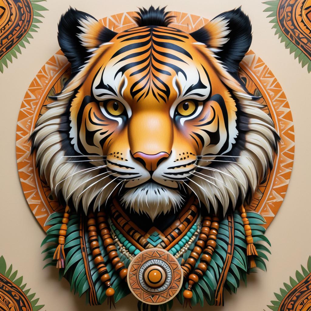 Tribal Tiger in Hyper-Realistic Style