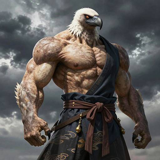 Muscular Anthropomorphic Vulture Samurai