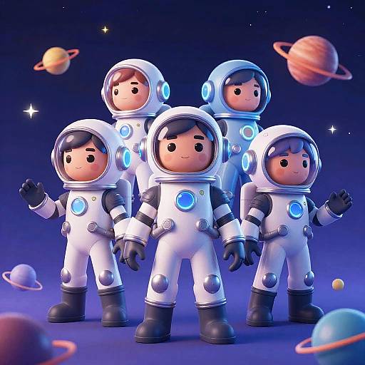 Futuristic Cartoon Space Explorers