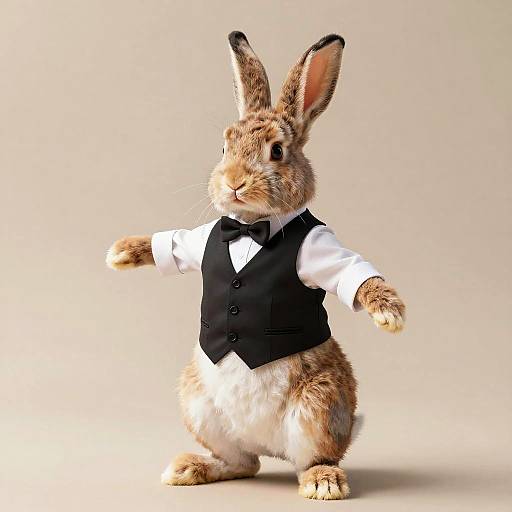 Anthropomorphic Rabbit in Waiter's Vest