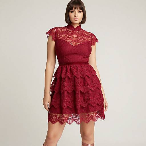 Romantic Red Lace Mini Dress