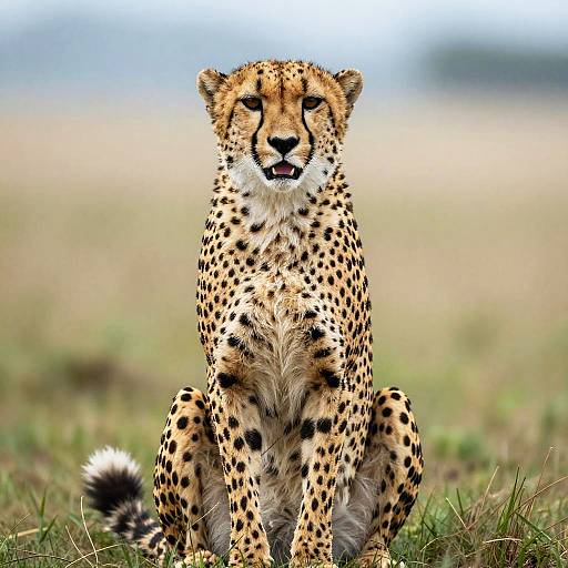 Cheetah Relaxing on Grassy Field
