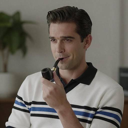 Handsome Man with Pipe and Stripes