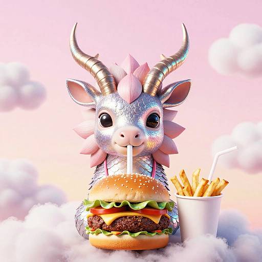 Opal-Horned Kirin Enjoying Sunset Snack