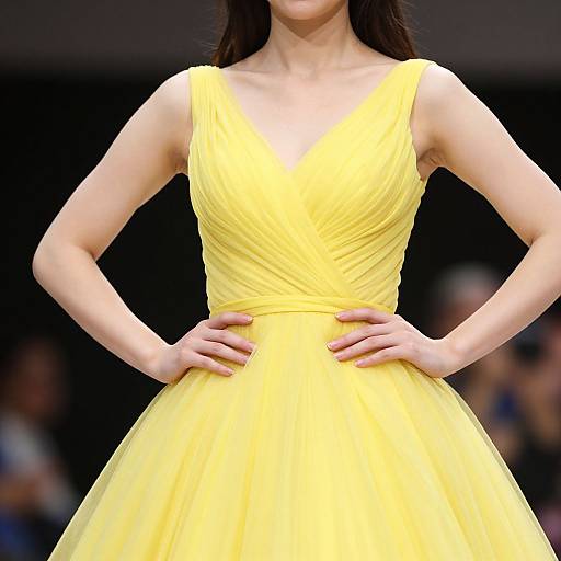 Close-Up Woman in Yellow Gown