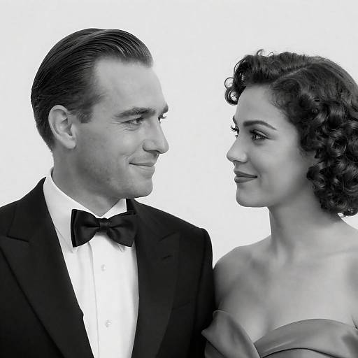 Black and White Portrait of Elegant Couple