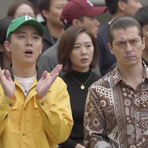 Vibrant Trio in a Crowded Scene