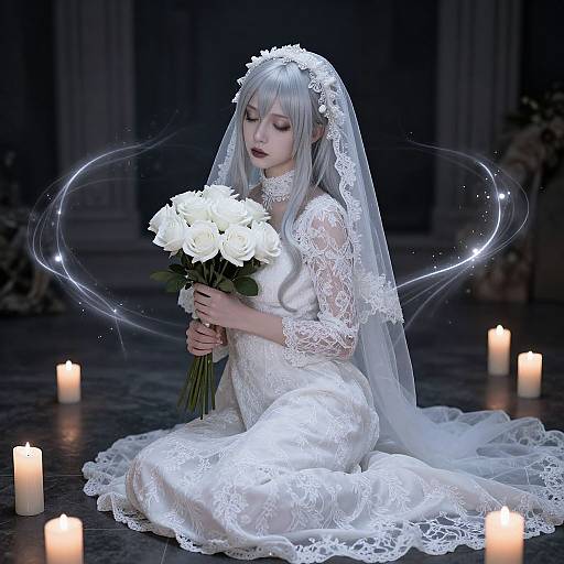 Serene Gothic Bride Digital Art