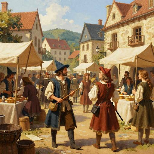 Bustling Medieval Marketplace Scene