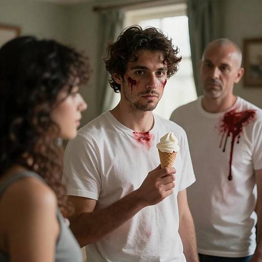 Surreal Scene: Chaos with Ice Cream