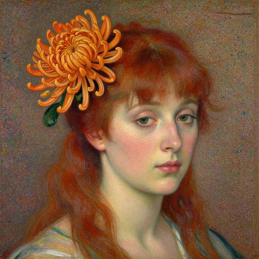 Portrait of Woman with Chrysanthemum