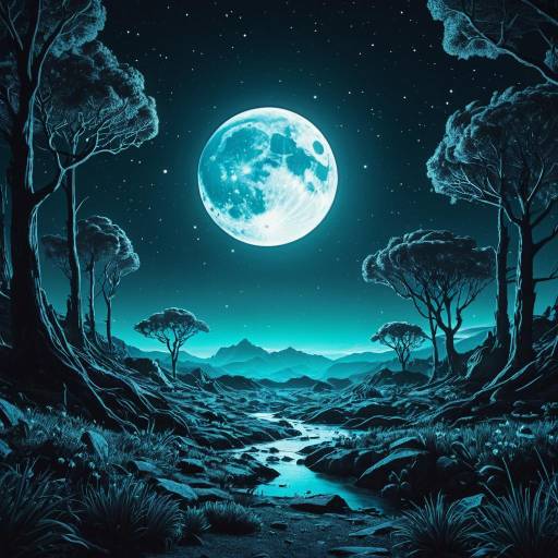 Surreal Full Moon in Ethereal Landscape