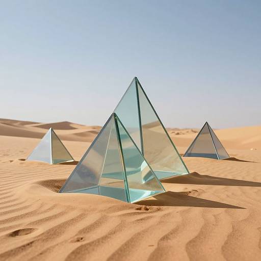 Surreal Glass Pyramids in Desert