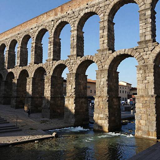 Ancient Stone Aqueduct with Flowing Water