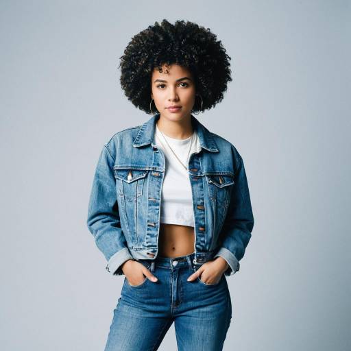 Young Woman in 90s Denim Outfit