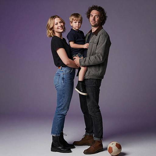 Family Portrait with Purple Background