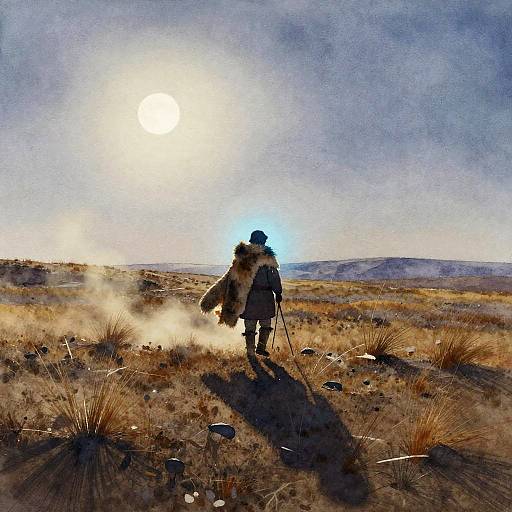 Moonlit Nomadic Hunter in Tundra