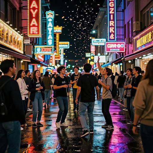 Vibrant Neon Night Street Festival