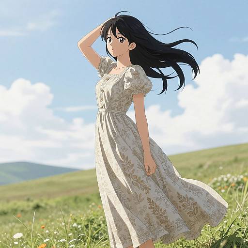 Photorealistic Anime Girl on Hills