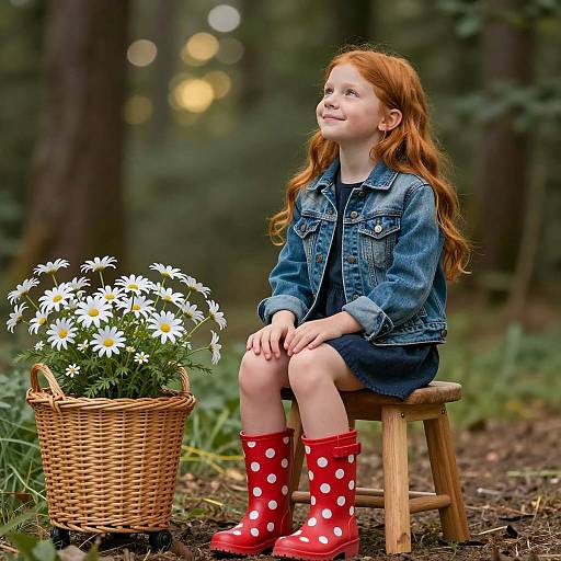 Whimsical Girl in Dusky Forest