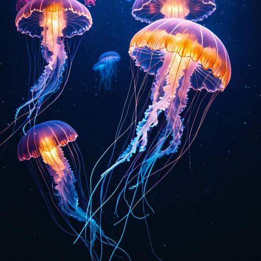 Ethereal Neon Jellyfish in Abyss