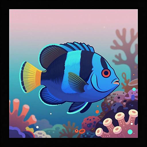 Cyberpunk Coral Reef Fish Close-Up
