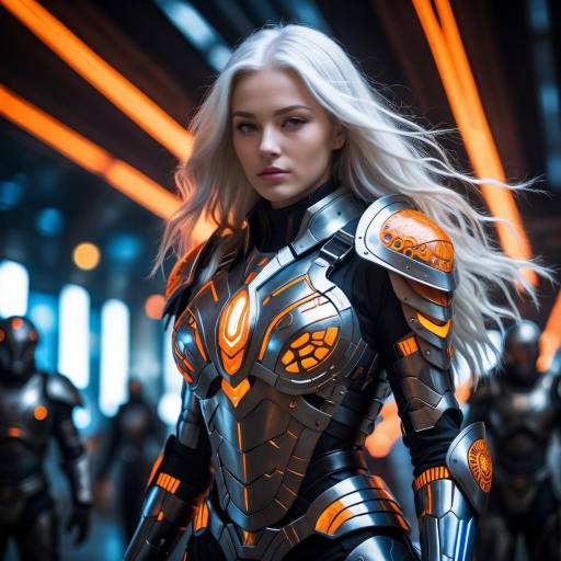 Futuristic Knight in Glowing Armor