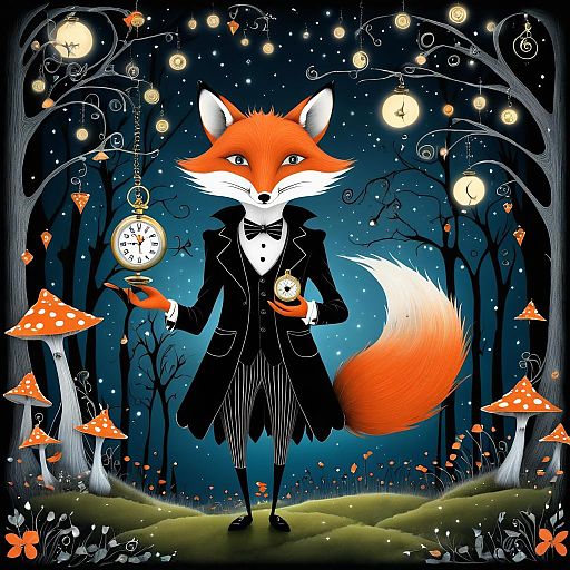 Whimsical Fox in Dreamlike Wonderland Whimsical Fox in Dreamlike Wonderland
