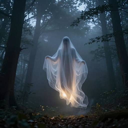 Ghostly Apparition in Misty Forest