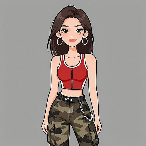 Smiling Woman in Streetwear Outfit