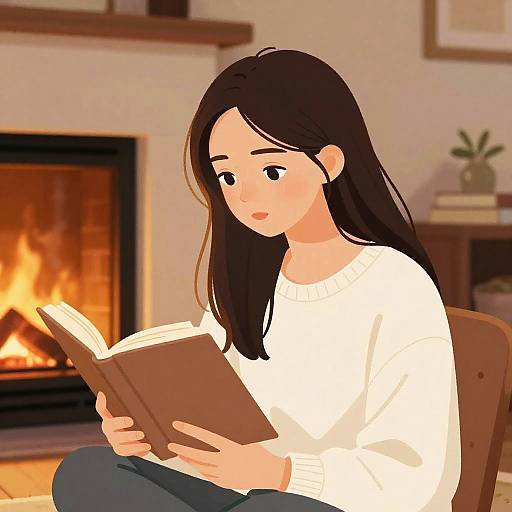 Cozy Reading by Fireplace