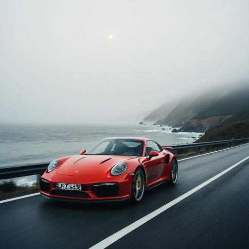 Thrilling Dawn Drive in a Red Porsche