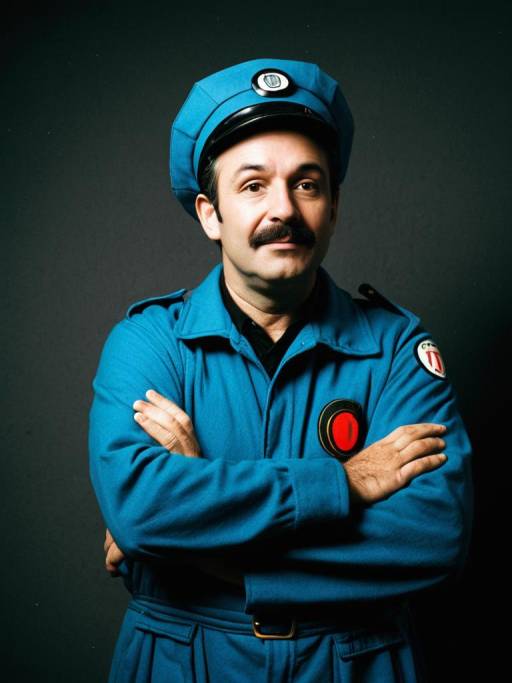 Whimsical Man in Thomas Train Costume