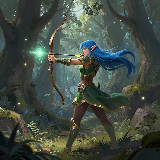 Enchanted Elf Archer in Mystic Forest