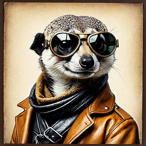Meerkat in Vintage Aviator Outfit