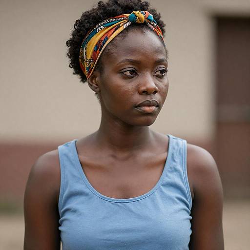 Serious Portrait of Woman in Headwrap