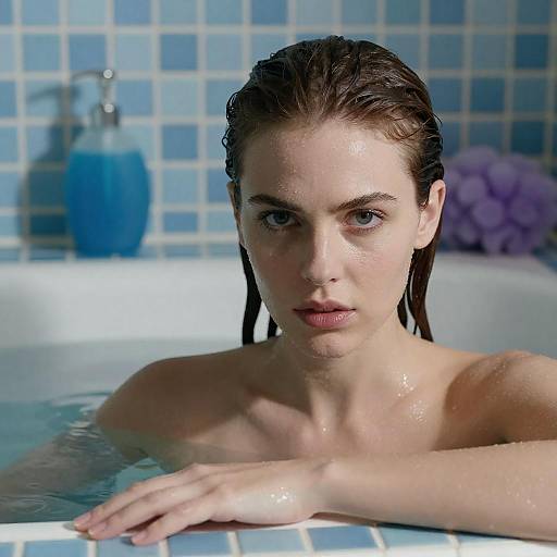 Dramatic Bathtub Portrait in Blue