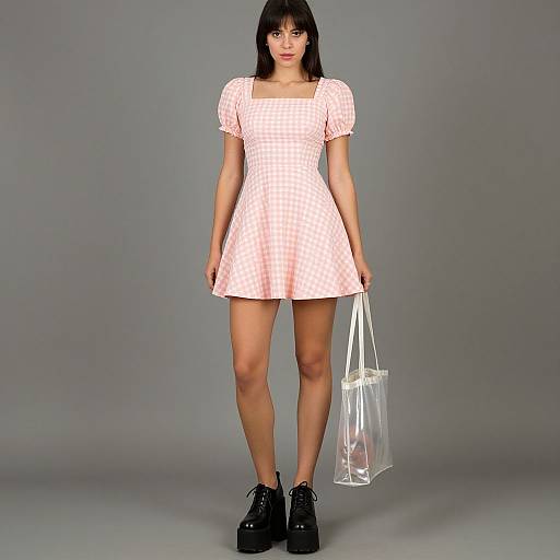 Casual Gingham Mini Dress Style
