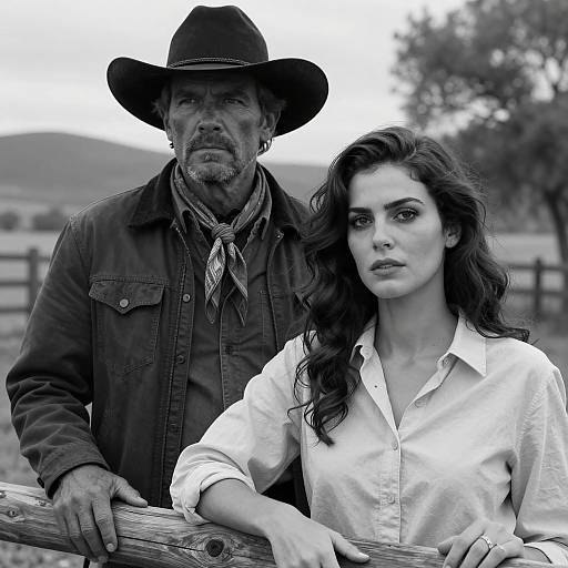 Black and White Western Couple Portrait