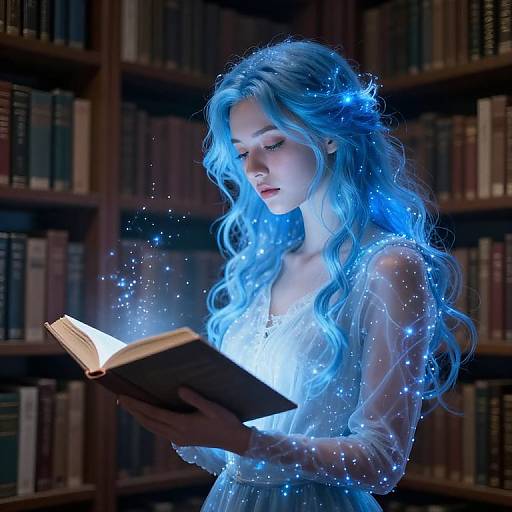 Ethereal Spectral Figure in Library