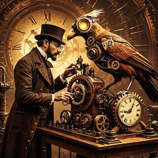 Steampunk Inventor and Clockwork Bird Steampunk Inventor and Clockwork Bird