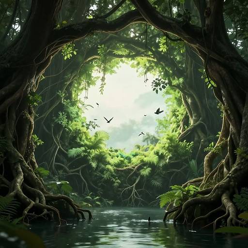 Mystical Root Archway with Floating Portal