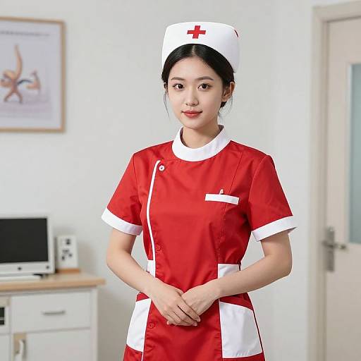 Red and White Nurse Portrait