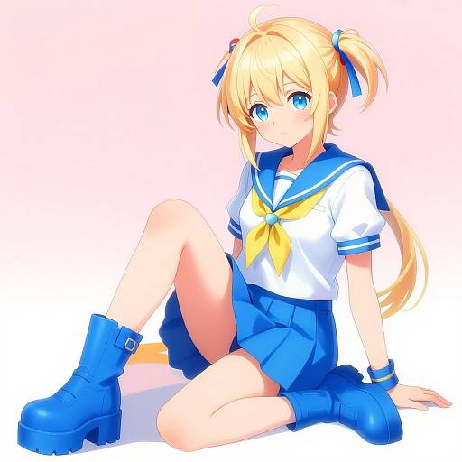 Anime Girl in Sailor Uniform Illustration