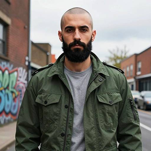 Editorial Portrait of Man in Military Jacket