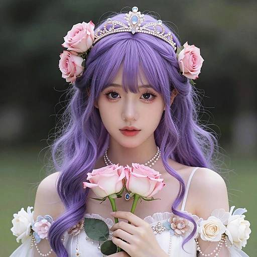 Ethereal Portrait of a Violet-Haired Princess