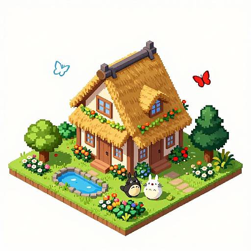 Charming Isometric Pixel Art Cottage