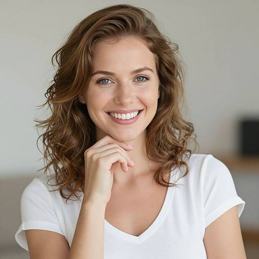 Smiling Woman with Wavy Hair