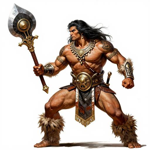 Polynesian Warrior in Frazetta Style